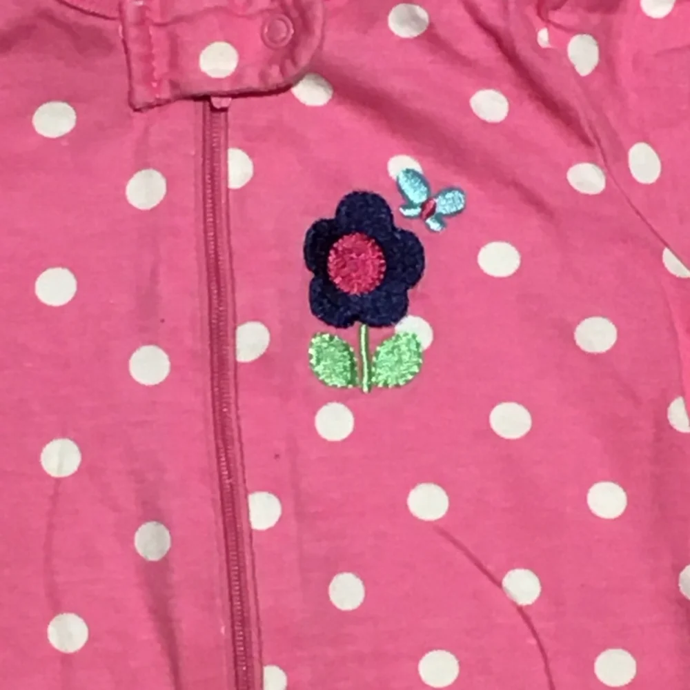Polka Dot Flower Footsie Size 0-3 Months
